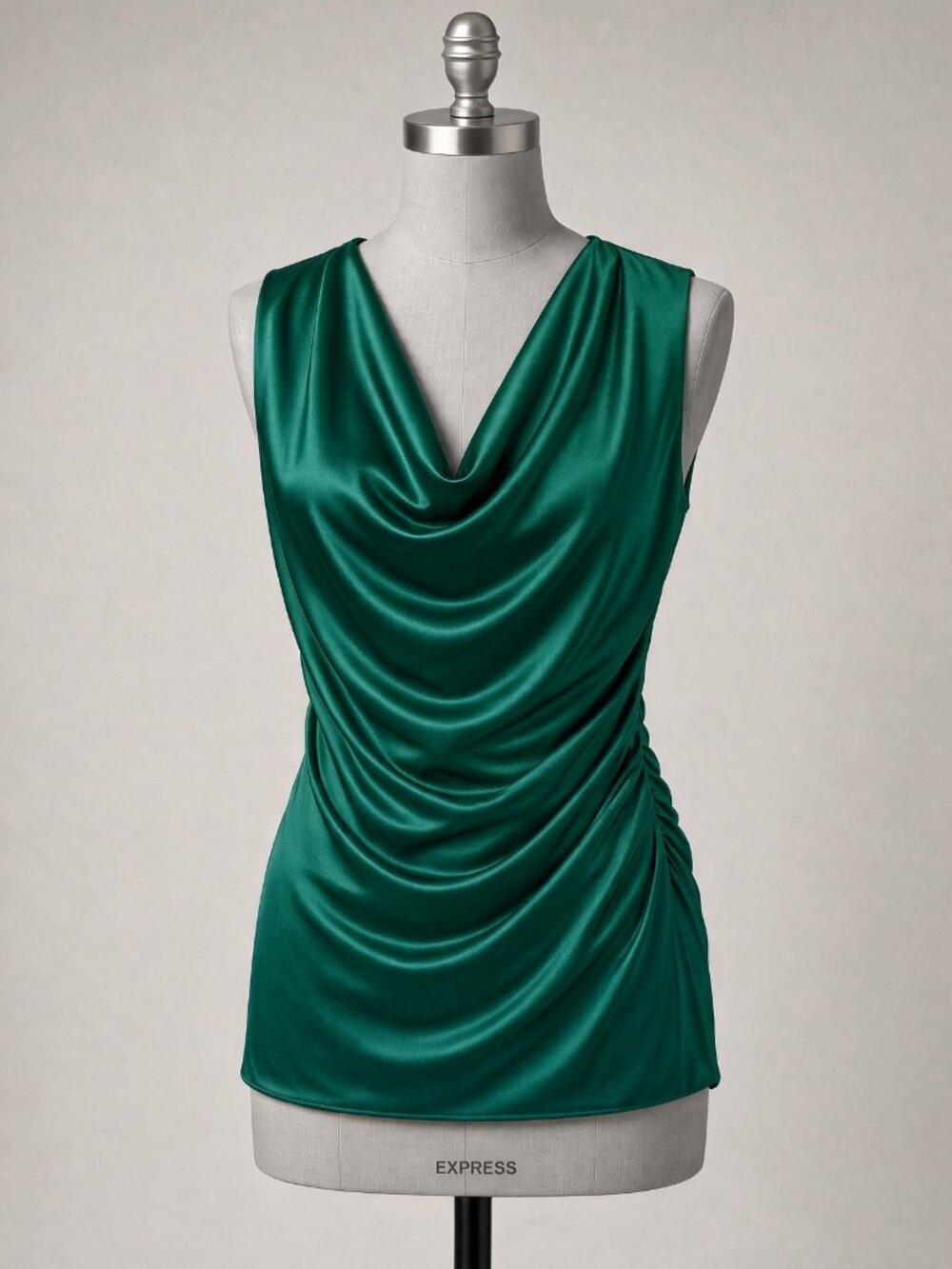 Express Brand Teal Draped Cowl Neck Ruched Sleeveless Top - XS